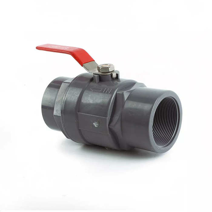 PVC 1.6MPa preto plástico da válvula de bola de 2 partes com punho de aço inoxidável
