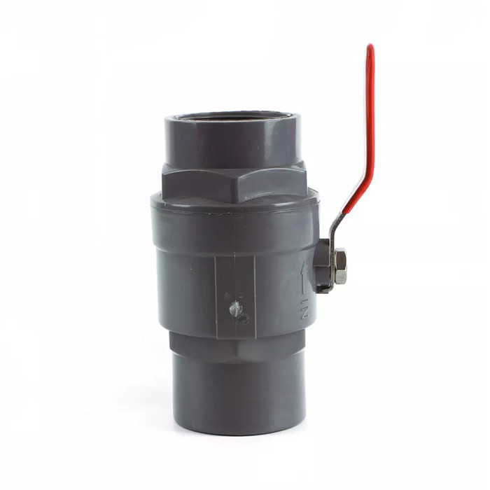 Válvulas inoxidáveis de duas partes cinzentas do Pvc do punho da válvula de bola de UPVC