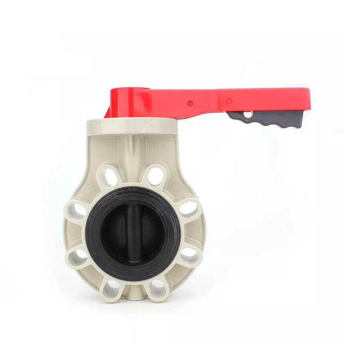 Pvc da válvula de borboleta da flange UPVC da anticorrosão 4 polegadas com punho da bolacha