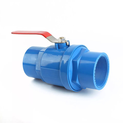 PVC plástico azul da válvula de bola de 2 partes com punho de aço inoxidável